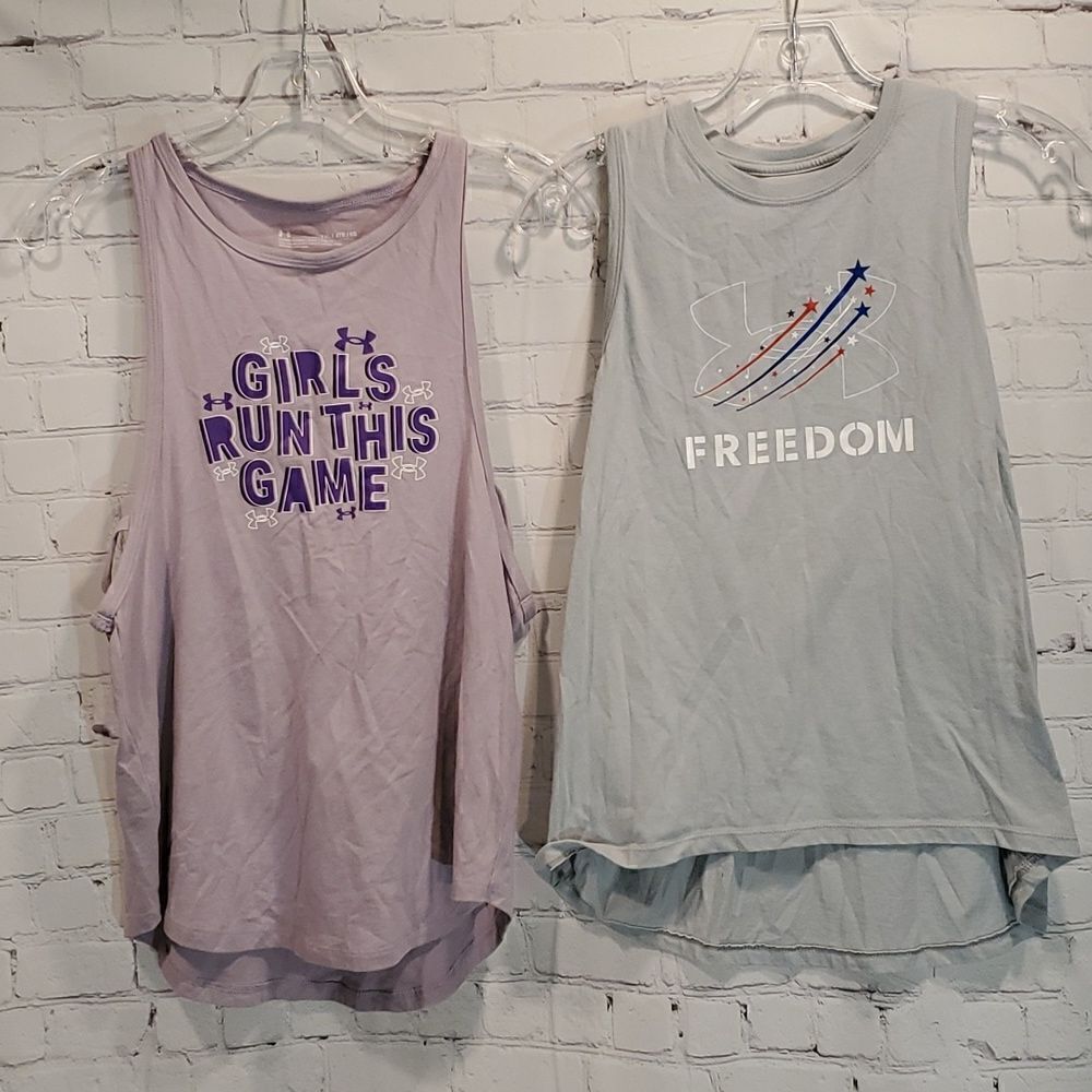 Girl's Under Armour loose fit heatgear tank tops
